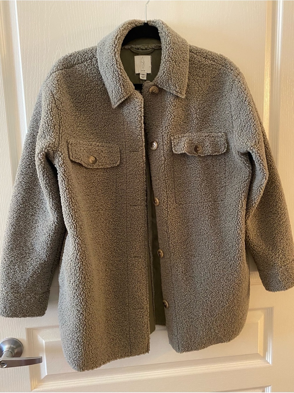 JOIE Sherpa Teddy Shirt Jacket in Sage Green - S